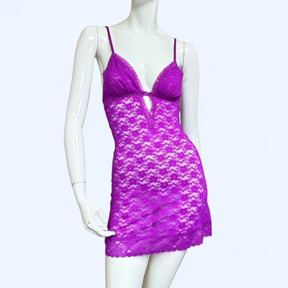 Vintage Rampage Purple Lace Lingerie Mini Dress Y2K Slip Medium